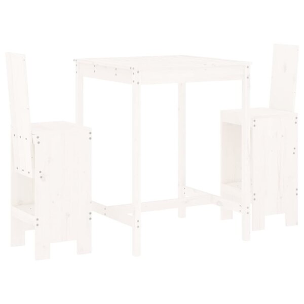 vidaXL Ensemble de bar de jardin 3 Pièces blanc bois de pin massif