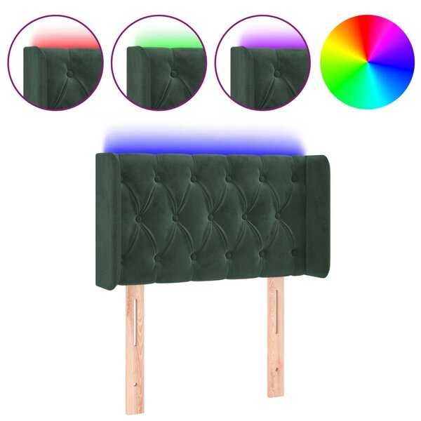 vidaXL Tête de lit à LED Vert foncé 83x16x78/88 cm Velours