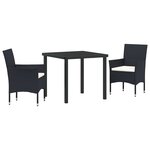 vidaXL Ensemble de salle à manger pour jardin 3 Pièces Noir Poly rotin