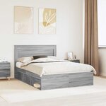 vidaXL Cadre de lit Gris Sonoma 140 x 200 cm Pin massif