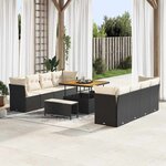 vidaXL Ensemble de canapé de jardin 11 Pièces Noir polyrotin