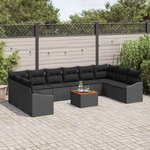 vidaXL Ensemble de canapé de jardin 11 Pièces Noir