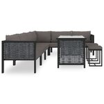 vidaXL Salon de jardin 9 Pièces avec coussins Résine tressée Anthracite