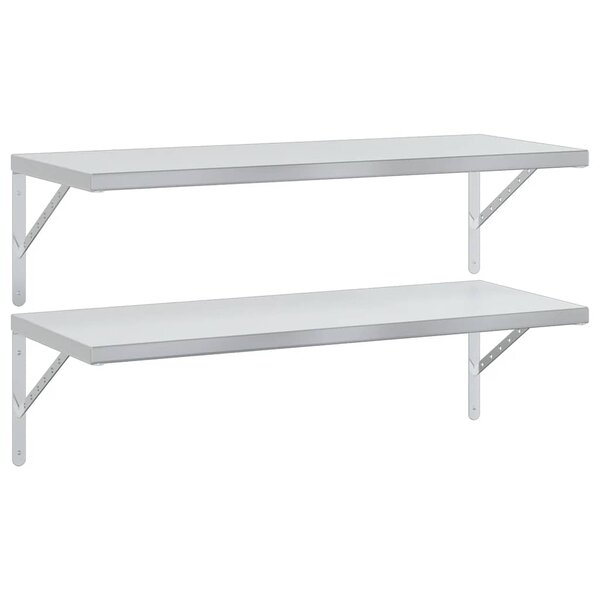 vidaXL Étagères murales 2 Pièces 100x40 cm argenté acier inoxydable