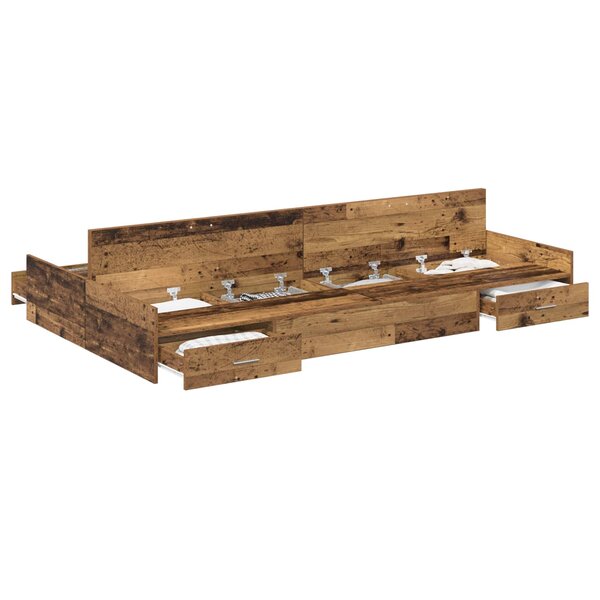 vidaXL Cadre de lit avec rangement Bois Ancien 120 x 190 cm