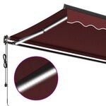 vidaXL Auvent rétractable automatique avec LED bordeaux 500x350 cm