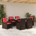 vidaXL Ensemble de salle à manger pour jardin 7 Pièces Marron Poly rotin