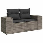 vidaXL Salon de jardin avec coussins 7 Pièces gris résine tressée