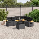 vidaXL Salon de jardin 7 Pièces avec coussins noir résine tressée