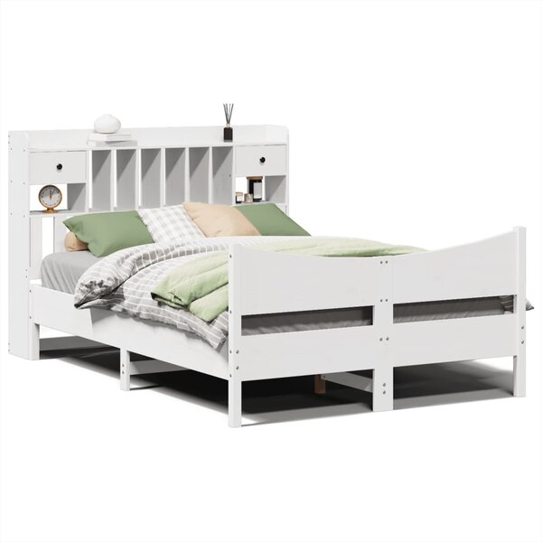 vidaXL Cadre de lit sans matelas blanc 150x200 cm bois de pin massif