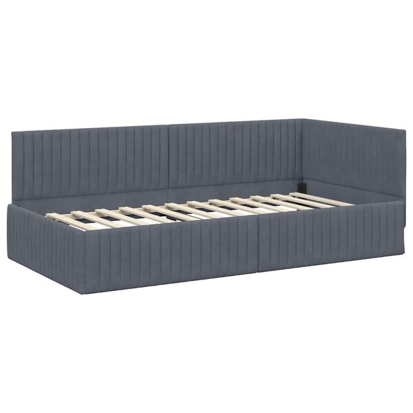 vidaXL Cadre de lit d'angle Gris foncé 100 x 200 cm Velours
