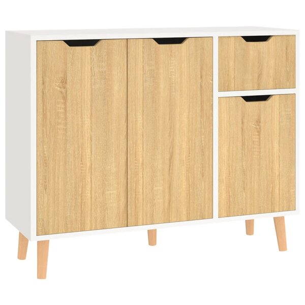 vidaXL Buffet blanc et chêne sonoma 90x30x72 cm bois d'ingénierie
