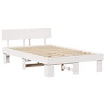 vidaXL Cadre de lit avec tête de lit Blanc 135 x 190 cm Pin massif