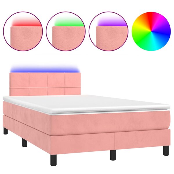vidaXL Sommier à lattes de lit avec matelas et LED Rose 120x200 cm