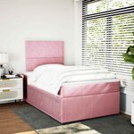 vidaXL Sommier à lattes de lit avec matelas rose 120x190 cm velours