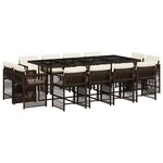 vidaXL Ensemble à manger de jardin avec coussins 13 Pièces marron rotin