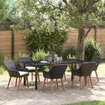 vidaXL Ensemble de salle à manger pour jardin 7 Pièces Noir polyrotin
