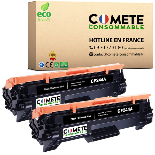 44A - 2 Toners Compatibles avec HP 44A CF244A - Noir - COMETE