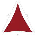 Vidaxl voile de parasol tissu oxford triangulaire 3x4x4 m rouge