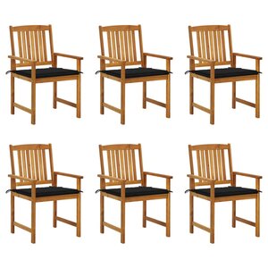 vidaXL Chaises de jardin avec coussins lot de 6 Bois d'acacia massif