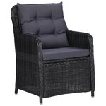 vidaXL Chaises de jardin avec table à thé lot de 2 Résine tressée Noir