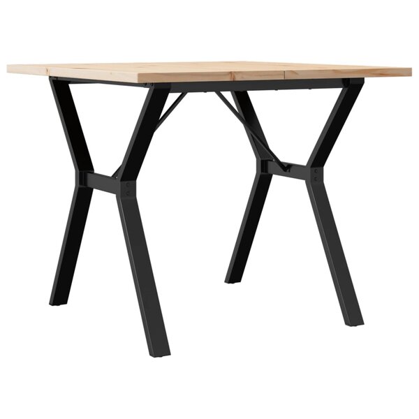 vidaXL Table à manger cadre en Y 90x90x75 5cm bois de pin massif fonte