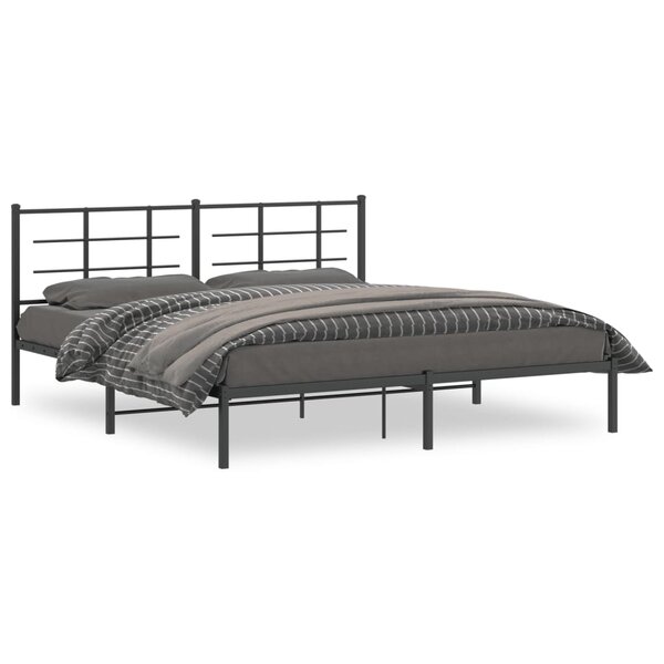 vidaXL Cadre de lit métal sans matelas avec tête de lit noir 183x213cm