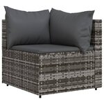 vidaXL Salon de jardin 3 Pièces avec coussins Gris Résine tressée