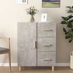 vidaXL Buffet gris béton 69 5x34x90 cm bois d'ingénierie
