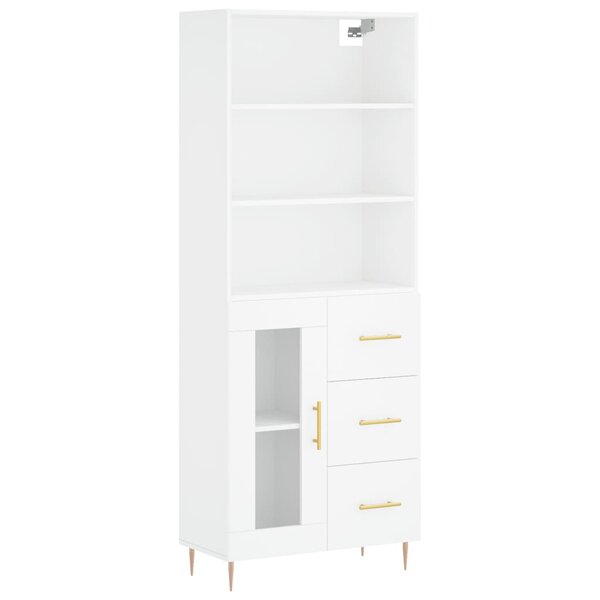 vidaXL Buffet haut Blanc 69 5x34x180 cm Bois d'ingénierie