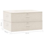 vidaXL Boîtes de rangement 2 Pièces Tissu 70x40x18 cm Crème