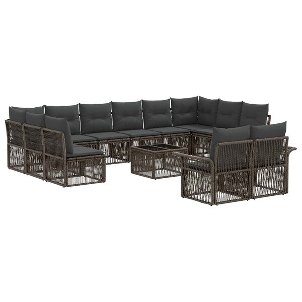 vidaXL Ensemble de canapé de jardin 13 pc Gris polyrotin