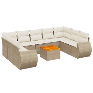 vidaXL Salon de jardin avec coussins 10 Pièces beige résine tressée