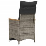 vidaXL Chaise inclinable de jardin avec coussins gris résine tressée