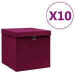 vidaXL Boîtes de rangement et couvercles 10 Pièces 28x28x28cm Rouge foncé