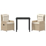vidaXL Ensemble de salle à manger pour jardin 3 Pièces Beige polyrotin