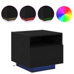 Table de chevet vidaXL avec lumières LED en chêne noir 40x39x37 cm