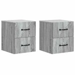 vidaXL Cabinet de chevet mural 2 Pièces Sonoma gris 34 5 x 33 x 40 cm