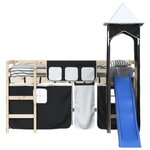 vidaXL Rideaux pour lit mezzanine avec tour blanc et noir polyester