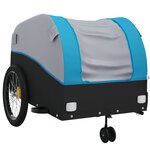 vidaXL Remorque de vélo noir et bleu 45 kg fer