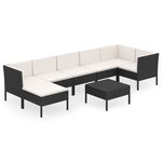 Salon de jardin meuble d'extérieur ensemble de mobilier 8 pièces avec coussins résine tressée noir 02_0017740