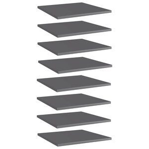 vidaXL Panneaux de bibliothèque 8 Pièces gris brillant bois d’ingénierie