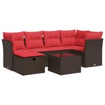 vidaXL Salon de jardin avec coussins 7 Pièces marron résine tressée