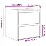 vidaXL Table de chevet murale blanc 38x34x40 cm