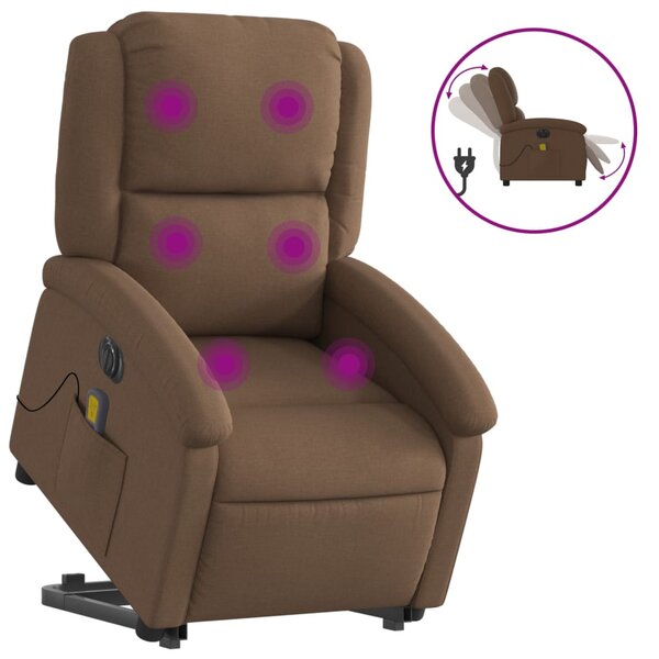 vidaXL Fauteuil inclinable de massage électrique Marron Tissu