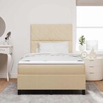 vidaXL Lit à ressorts avec matelas avec LED Crème 120 x 190 cm tissu
