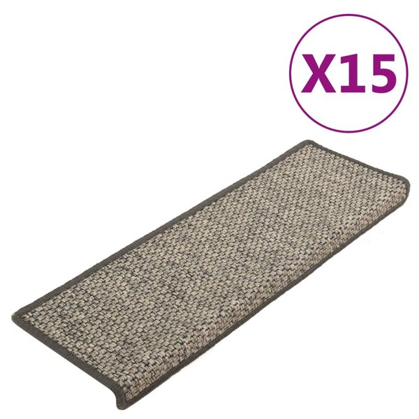 vidaXL Tapis d'escalier autocollants 15 Pièces 65x21x4 cm Gris et beige