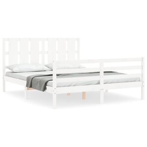 vidaXL Cadre de lit sans matelas blanc 160x200 cm bois massif
