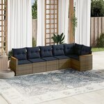 vidaXL Salon de jardin 6 Pièces avec coussins gris résine tressée