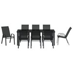 Ensemble de salle à manger de jardin 9 pièces vidaXL noir textilène et acier